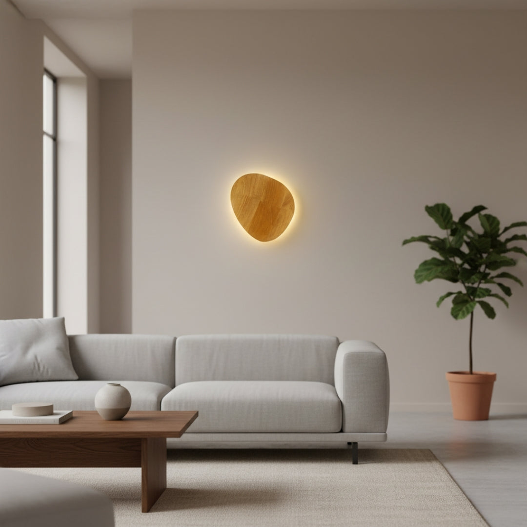 Applique Murale Scandinave LED Ovale en Bois