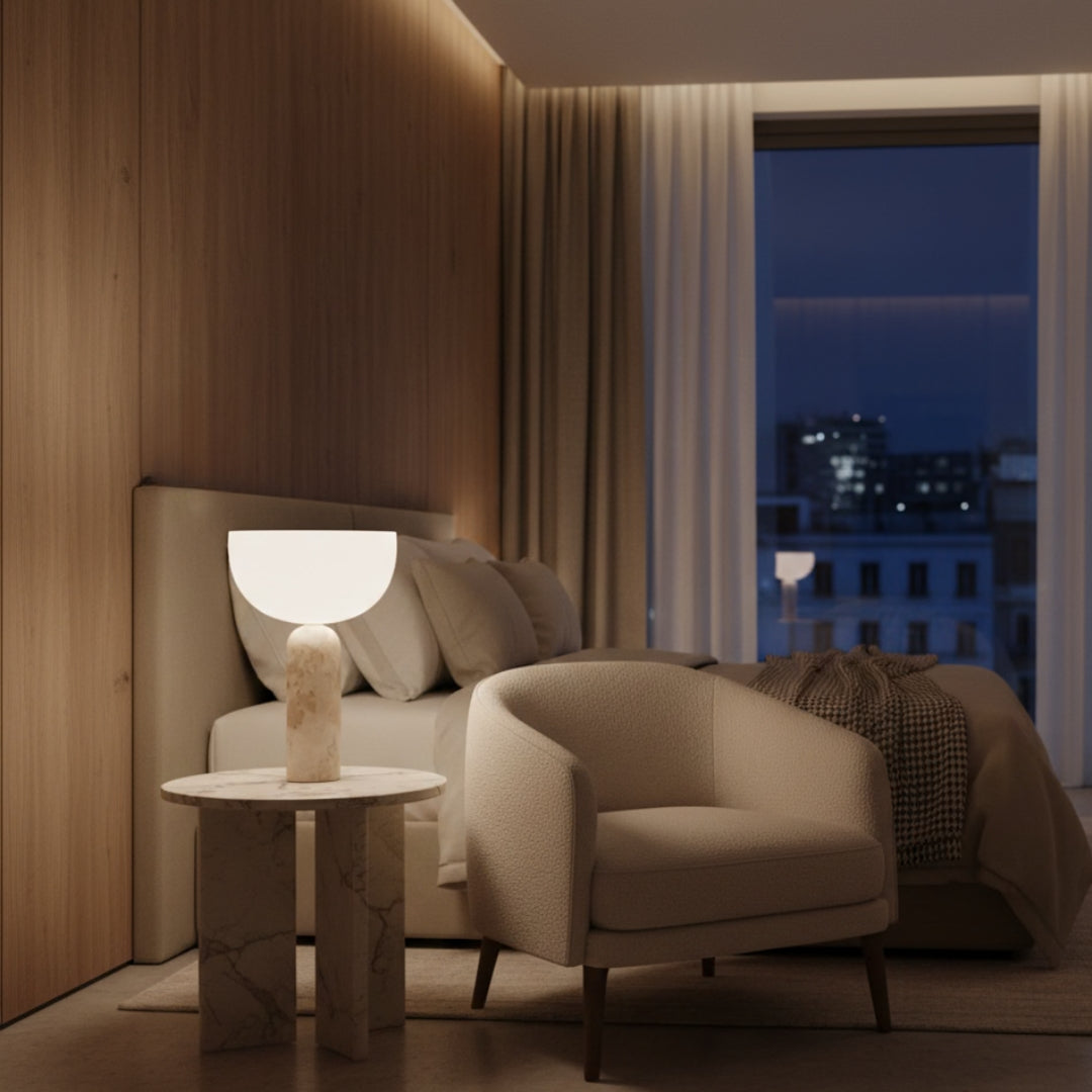 Lampe De Chevet En Marbre Blanc