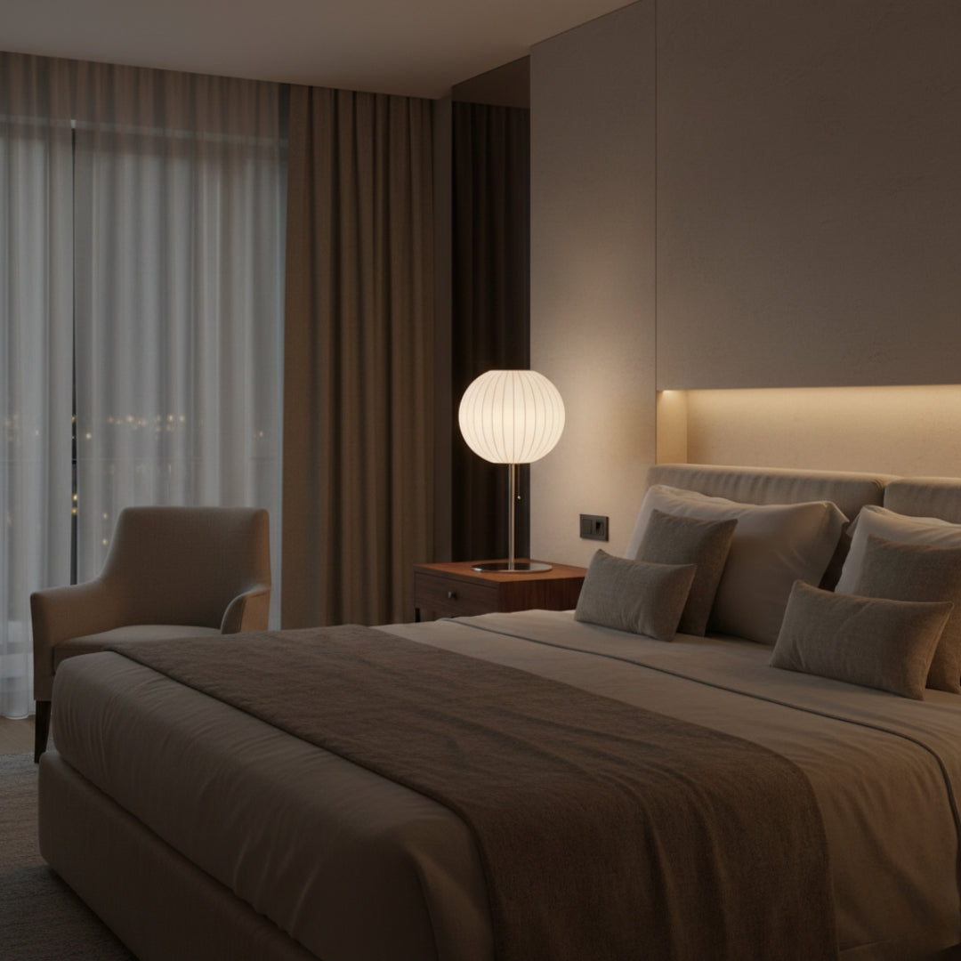 Lampe De Chevet En Tissus Blanche