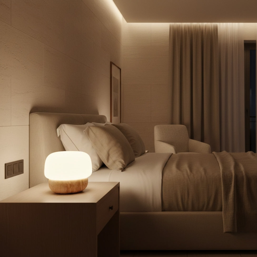 Lampe De Chevet En Travertin