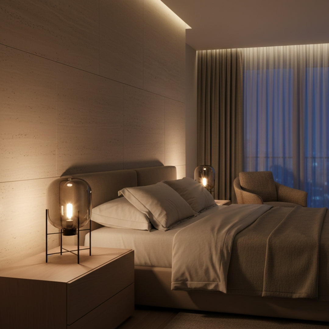 Lampe De Chevet En Verre Fumé