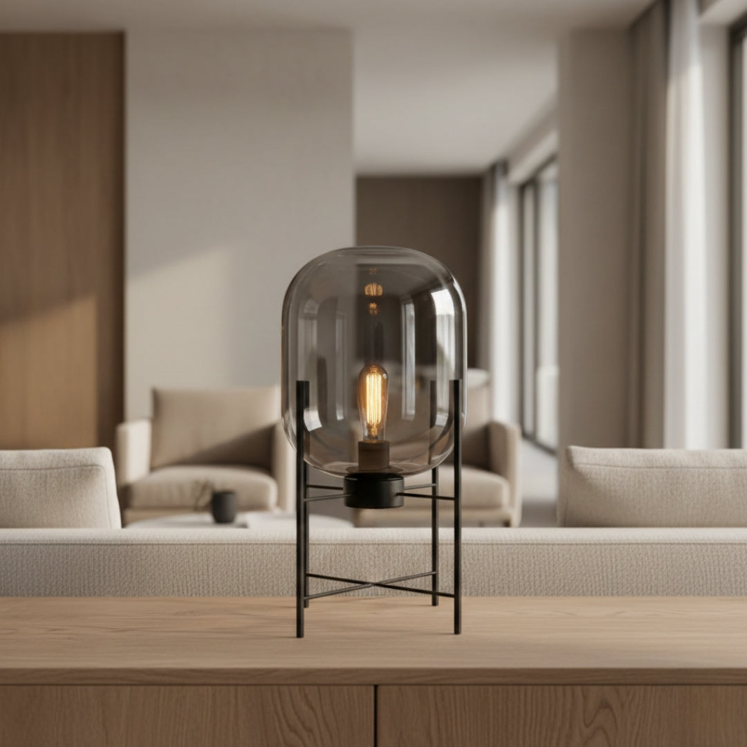 Lampe De Chevet En Verre Fumé