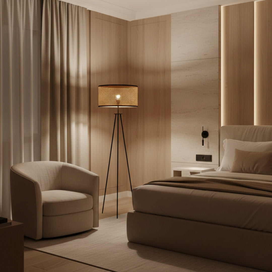 Lampe Sur Pied Abat Jour Rotin