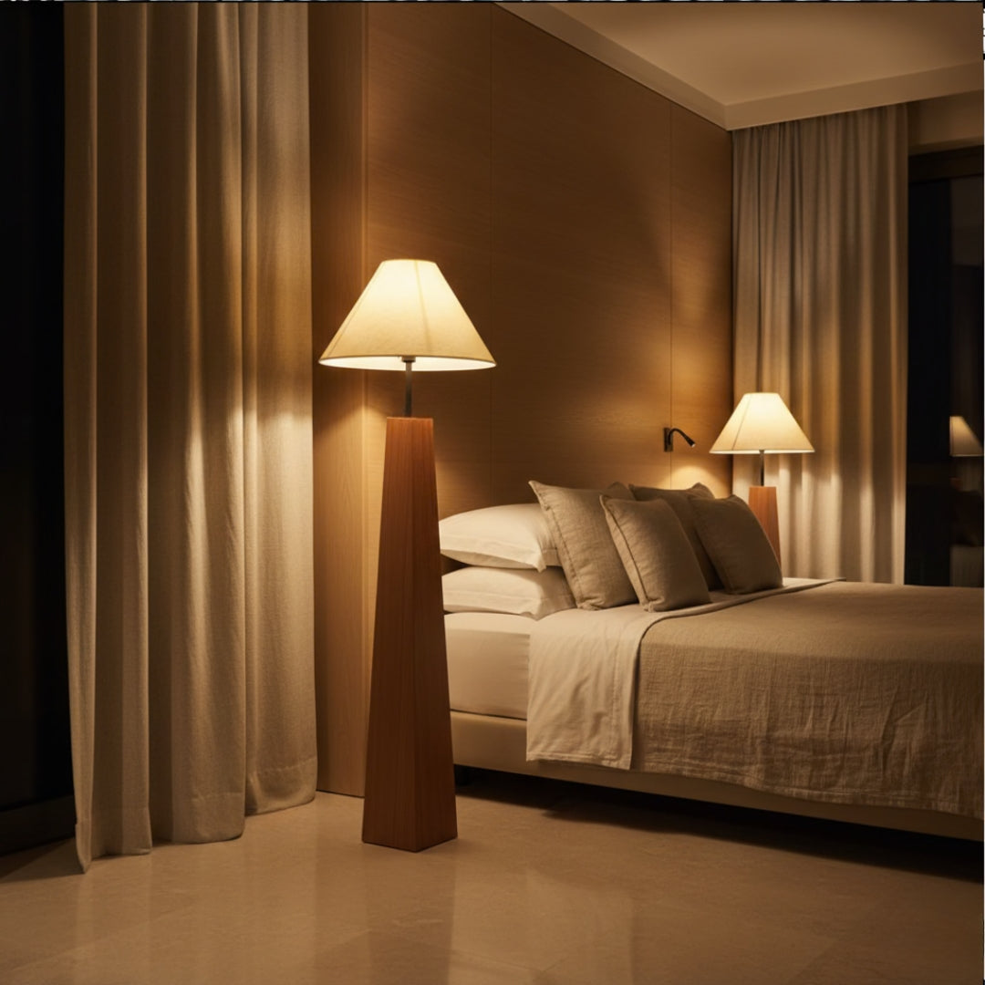 Lampe Sur Pied Blanc Et bois