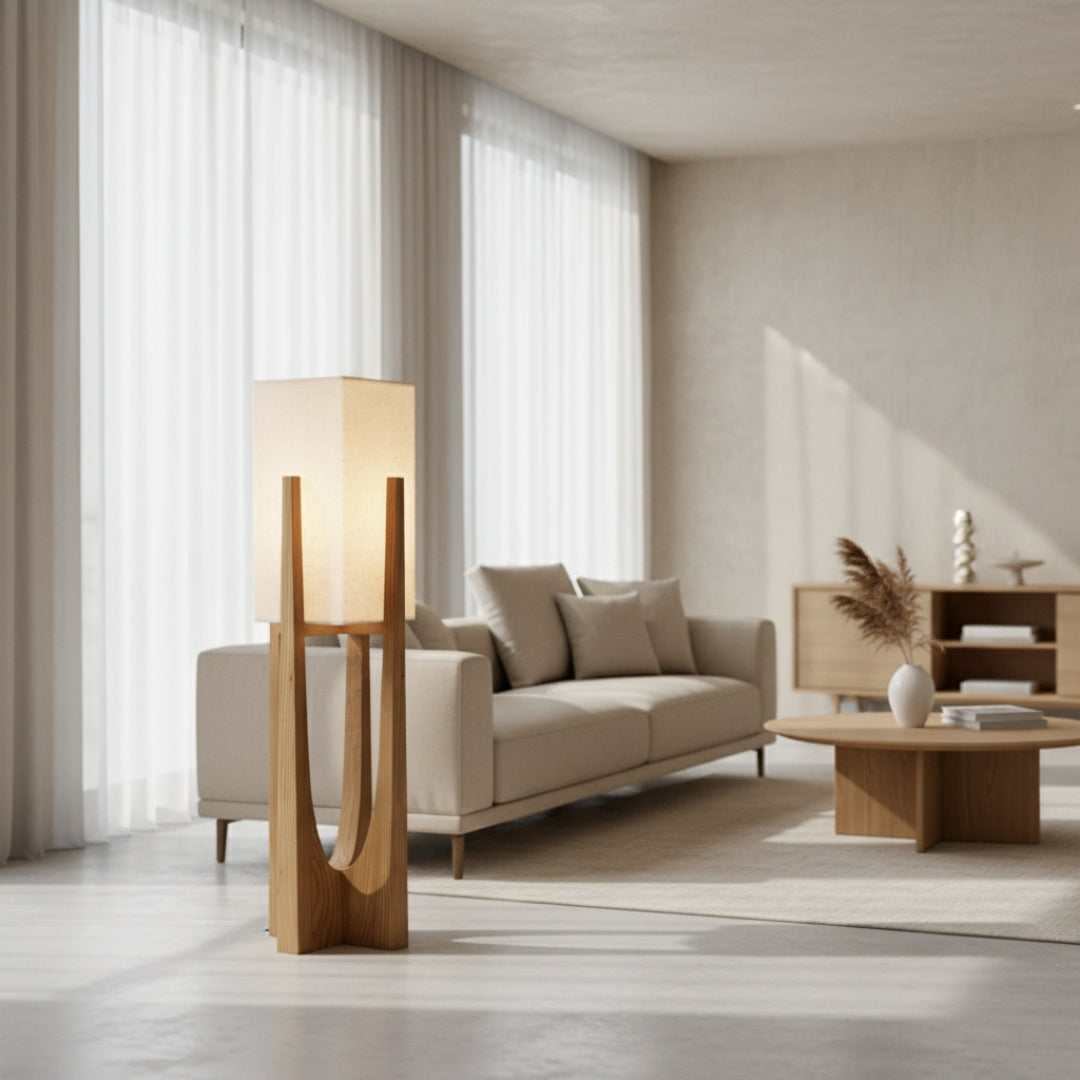 Lampe Sur Pied Bois Naturel