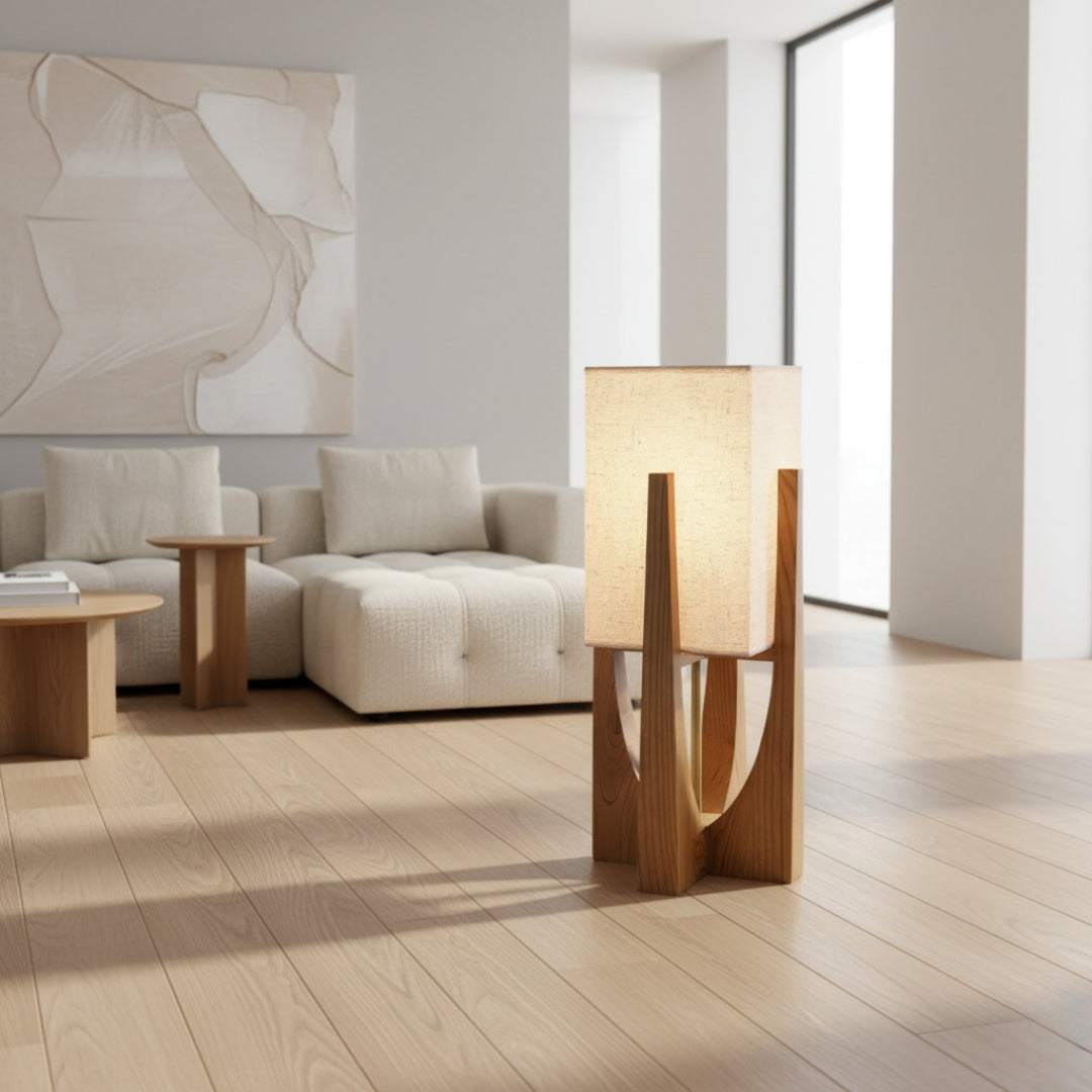 Lampe Sur Pied Bois Naturel