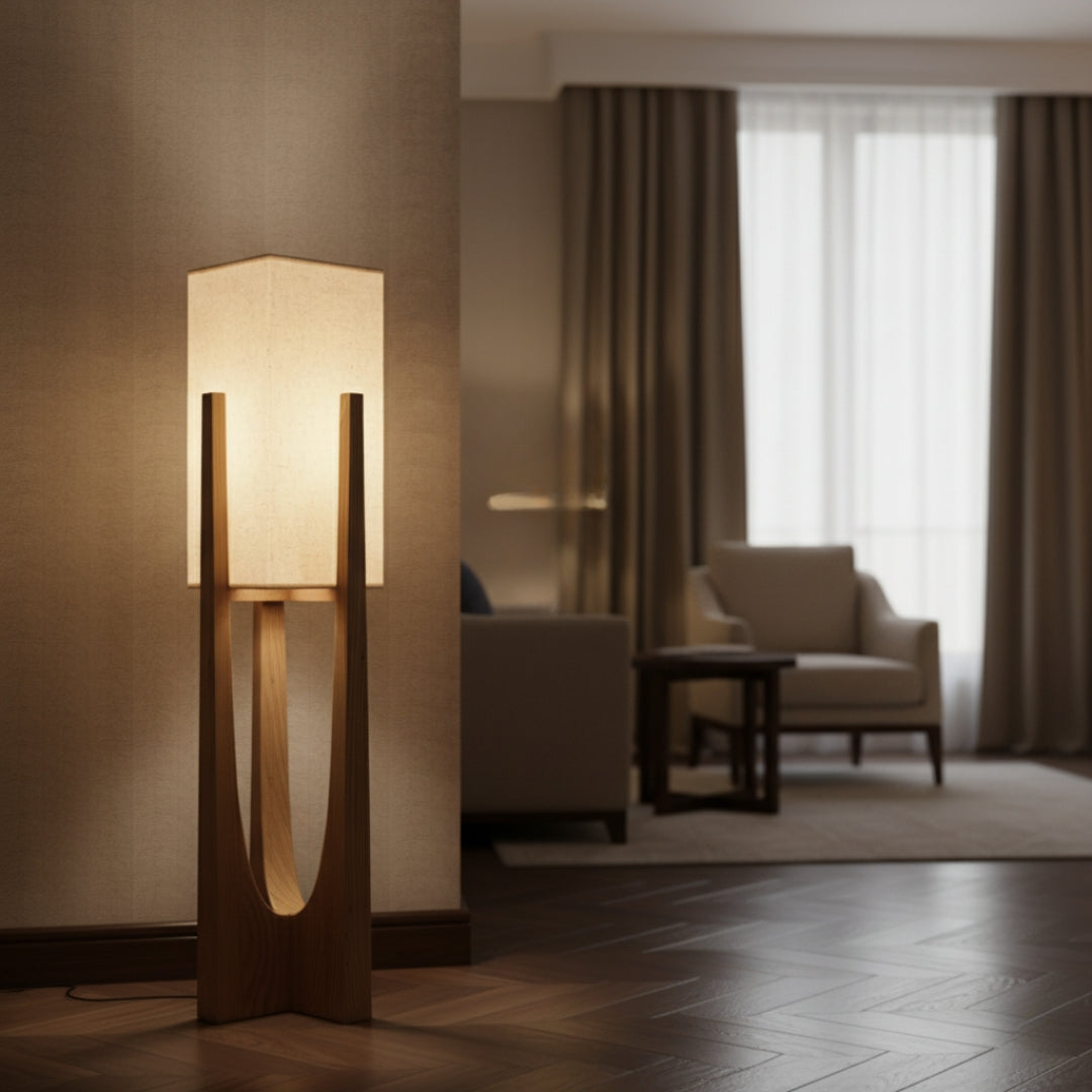 Lampe Sur Pied Bois Naturel