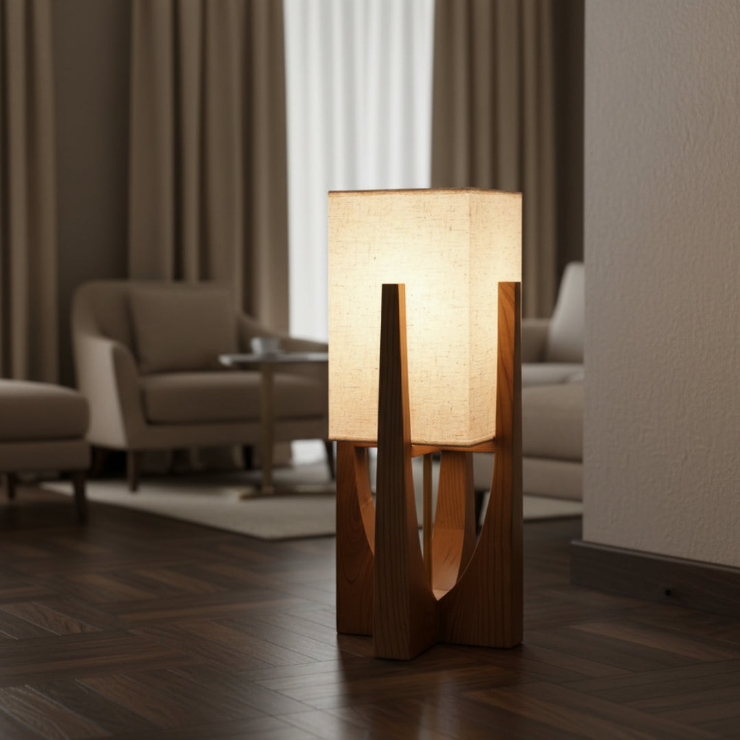 Lampe Sur Pied Bois Naturel