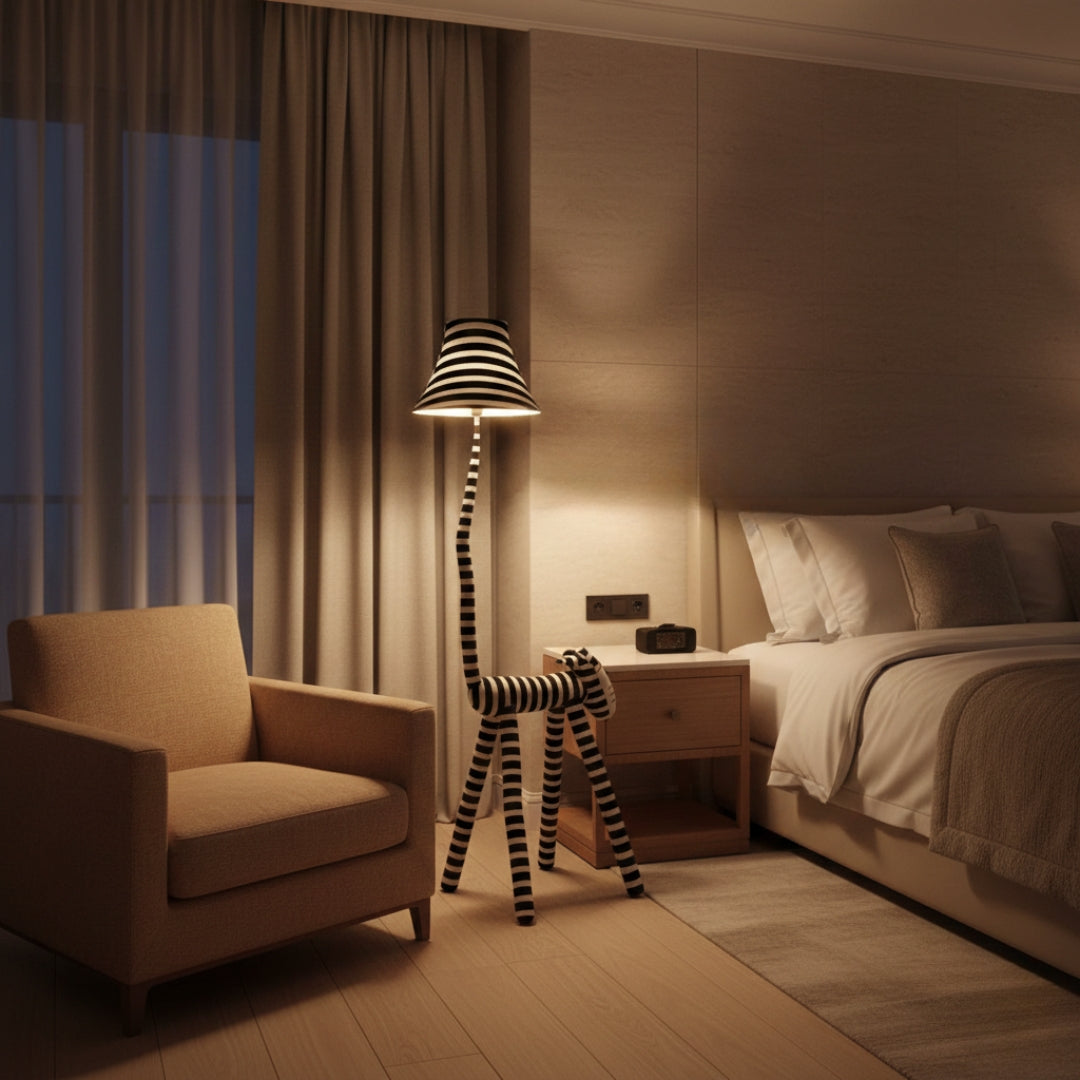 Lampe Sur Pied Chat Rayé