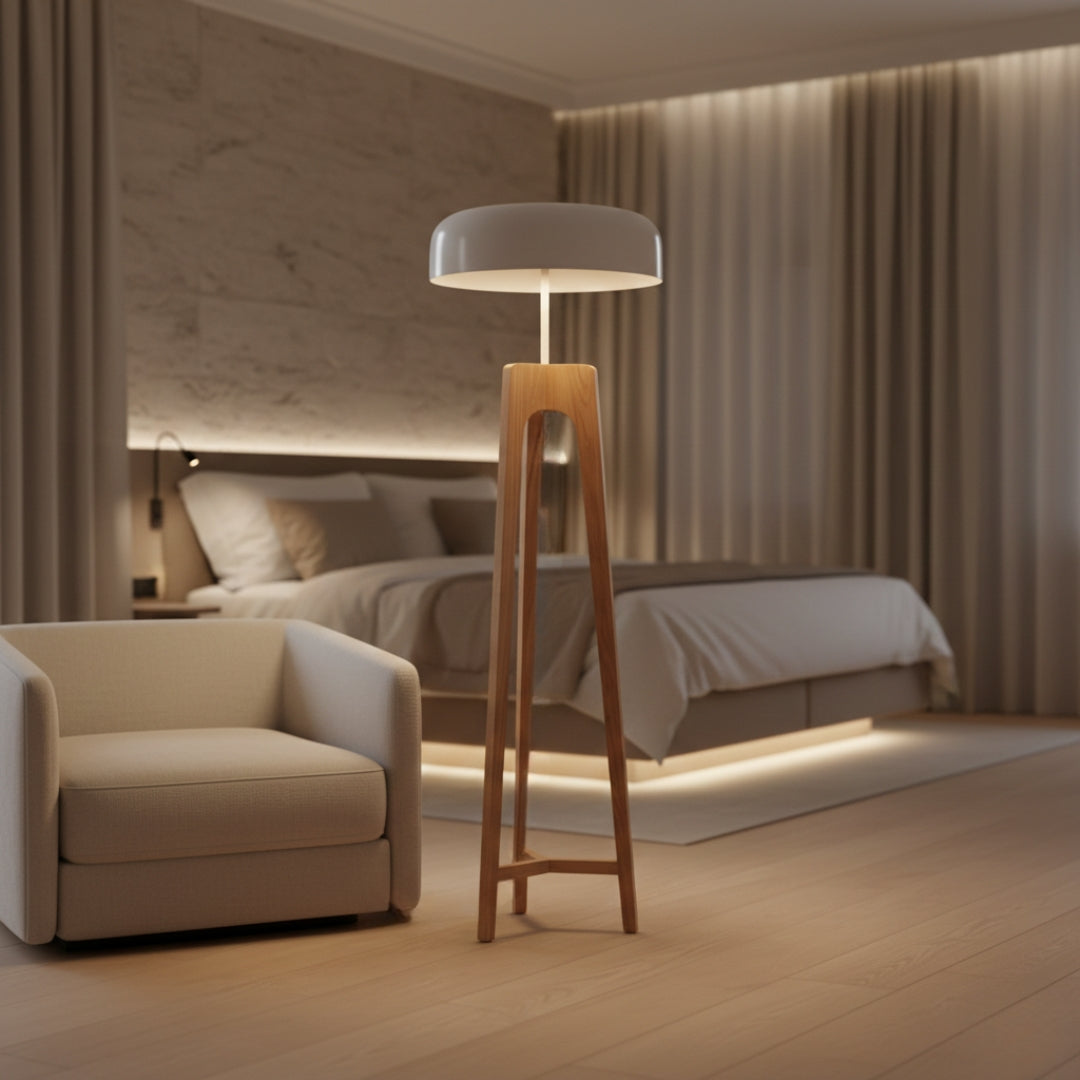 Lampe Sur Pied En Bois Classique