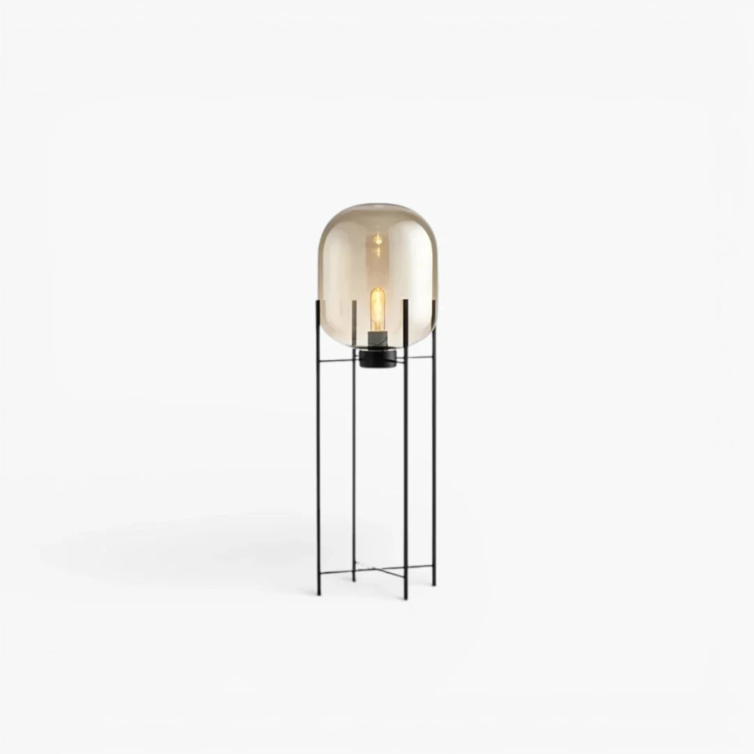 Lampe Sur Pied Fer Forgé Et Verre