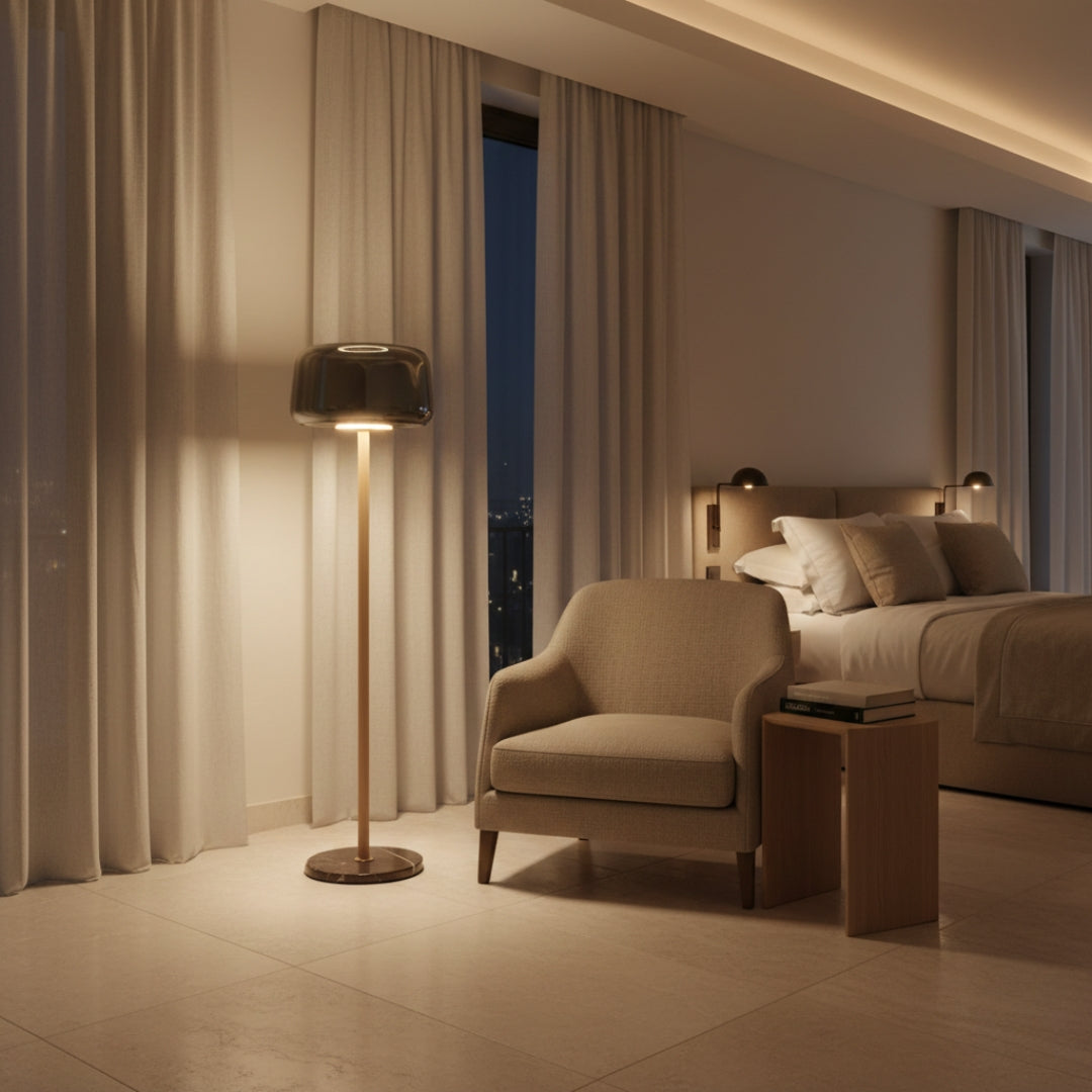 Lampe Sur Pied Verre Fumé