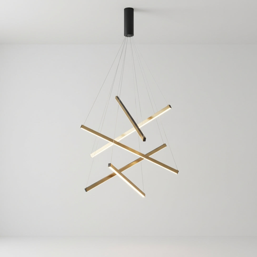 Lustre LED Design à Baguettes Métalliques