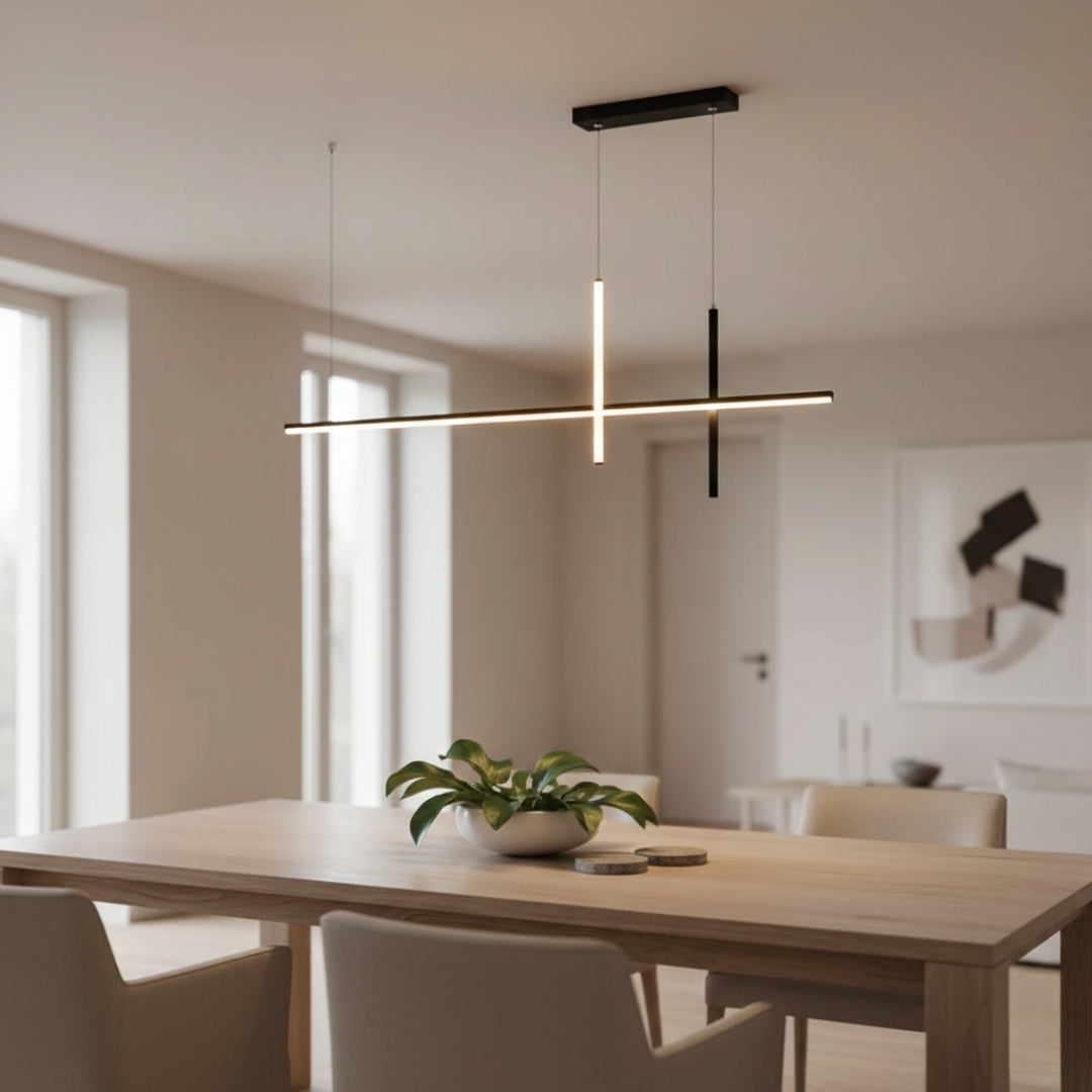 Lustre LED Noir Minimaliste Dimmable Moderne