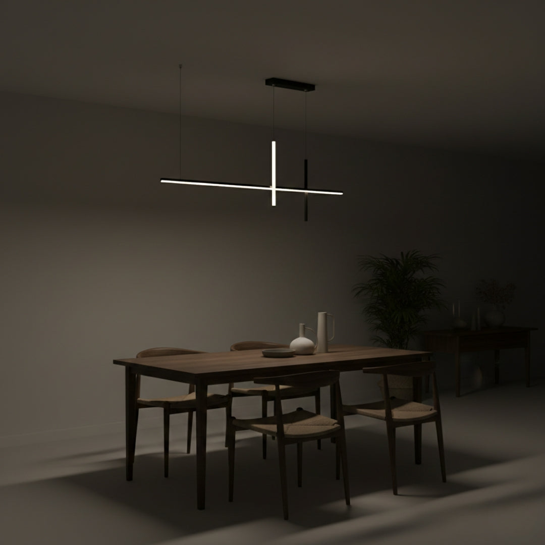 Lustre LED Noir Minimaliste Dimmable Moderne