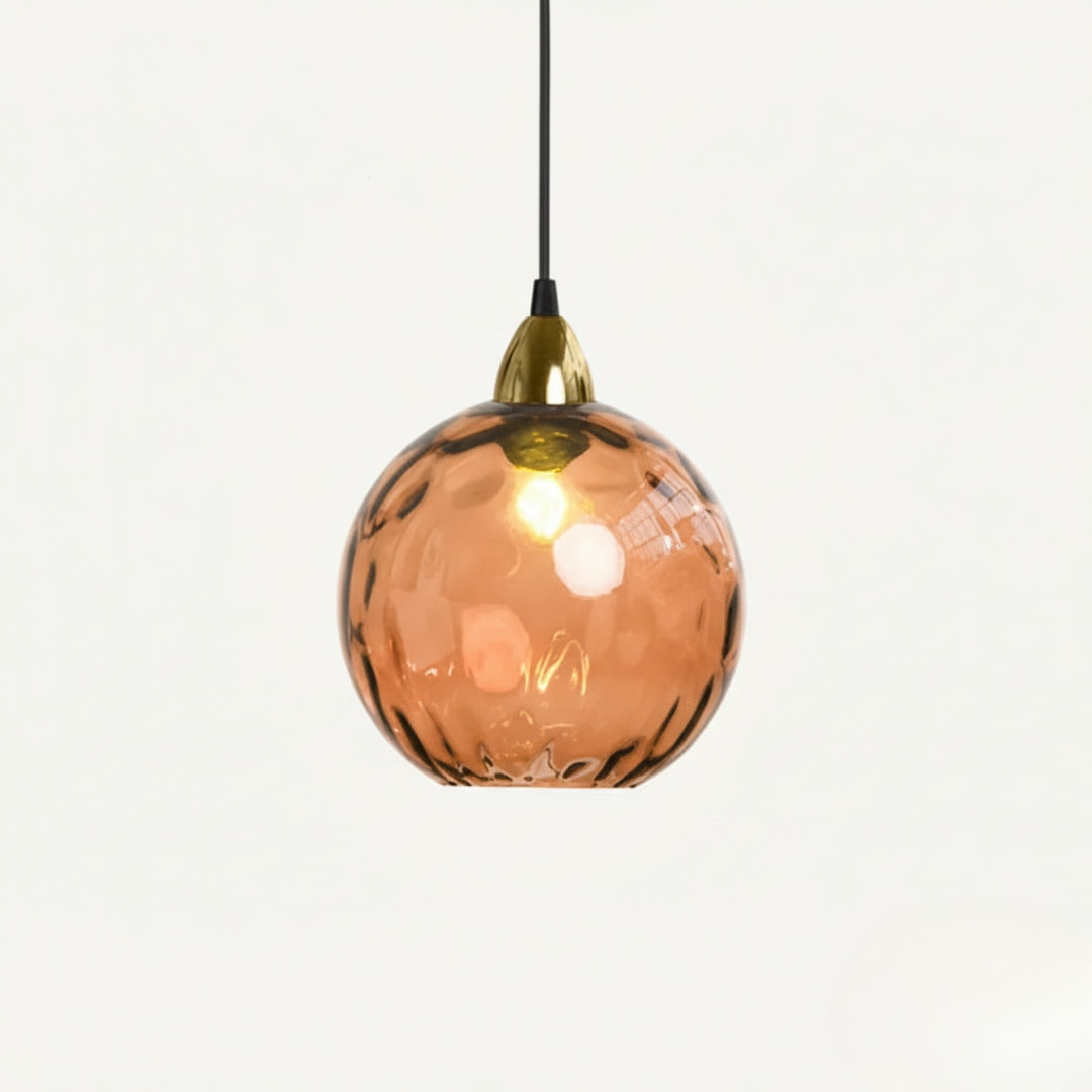 Lustre Moderne Boule en Verre Effet Givré