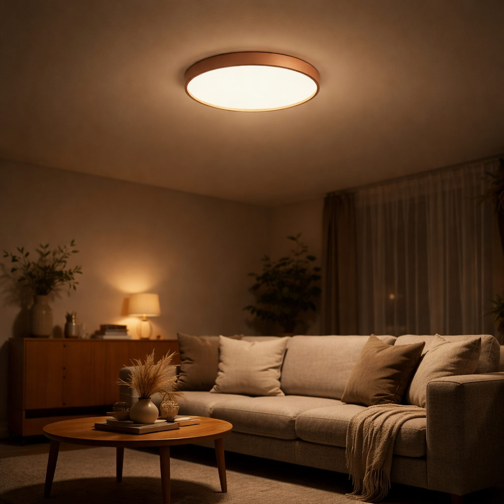 Plafonnier LED circulaire en métal design fin