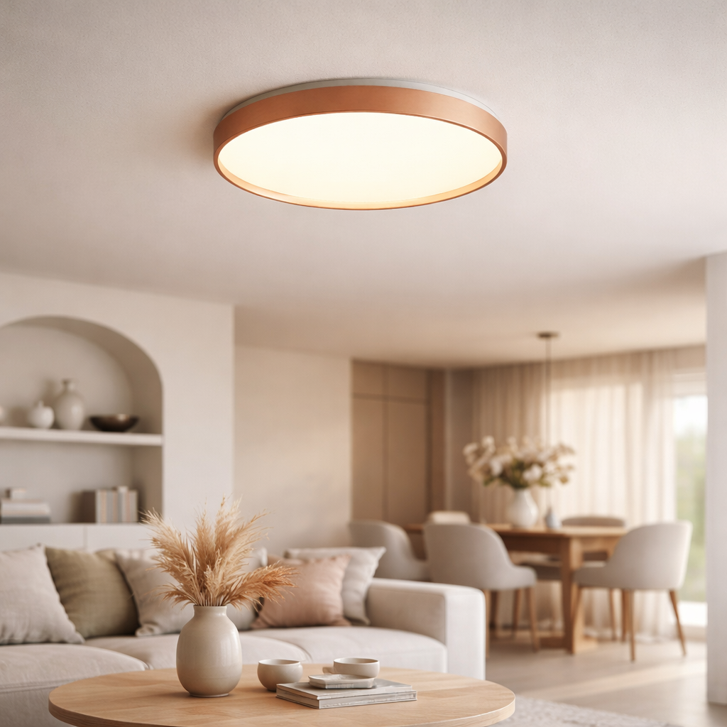 Plafonnier LED circulaire en métal design fin