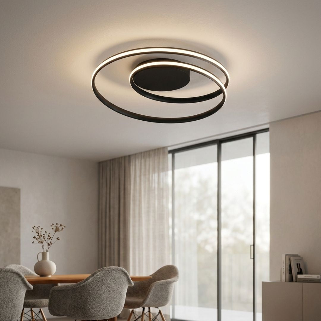 Plafonnier LED Double Boucle Noir