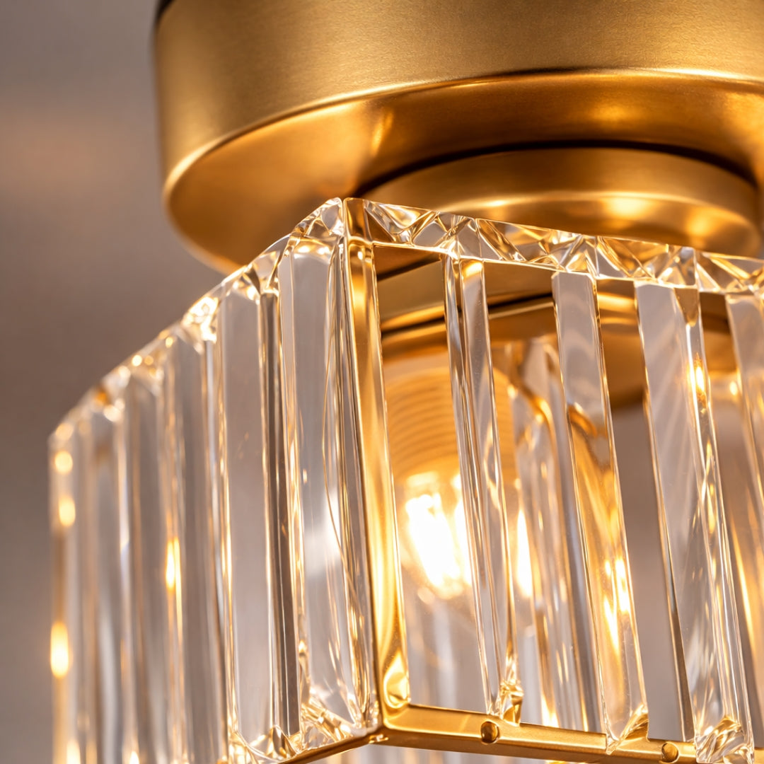Plafonnier en Cristal Doré Design Moderne