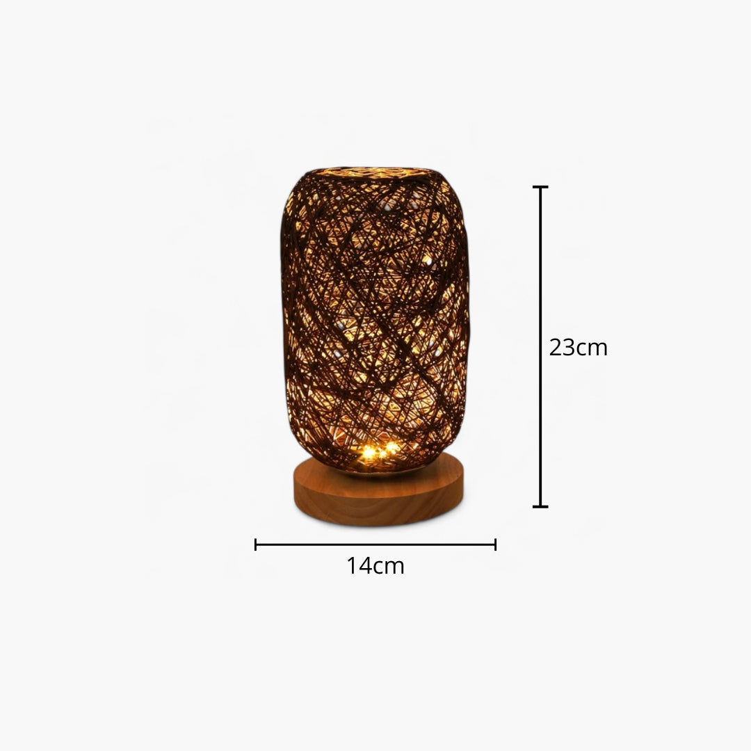Lampe De Chevet Rotin Et Bois
