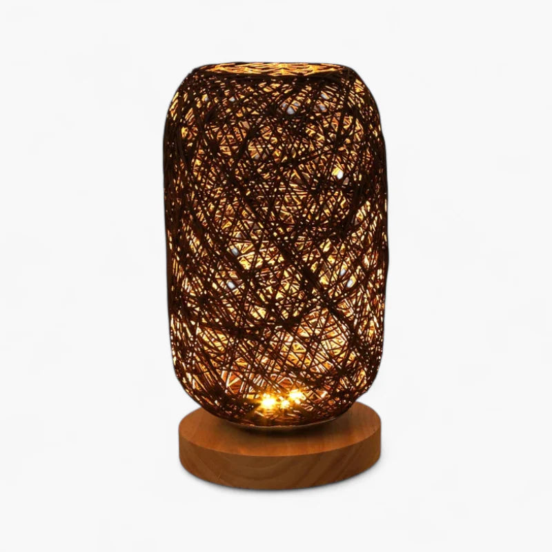 Lampe De Chevet Rotin Et Bois