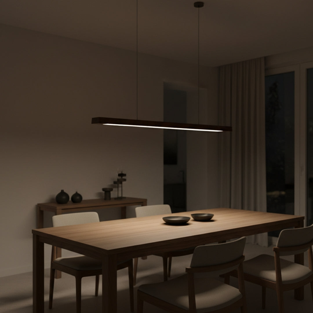 Suspension LED moderne en bois allongé Hang