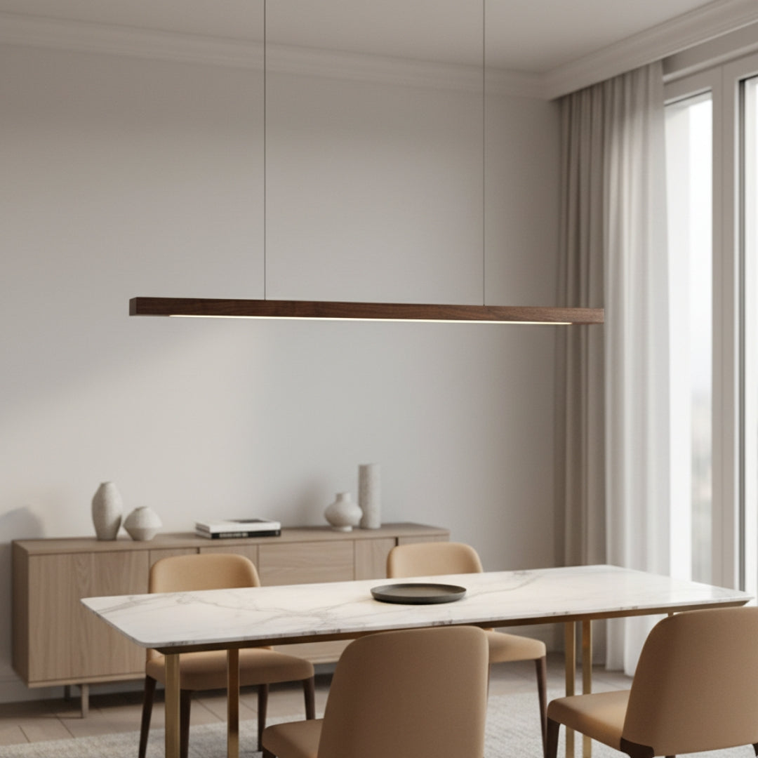Suspension LED moderne en bois allongé Hang