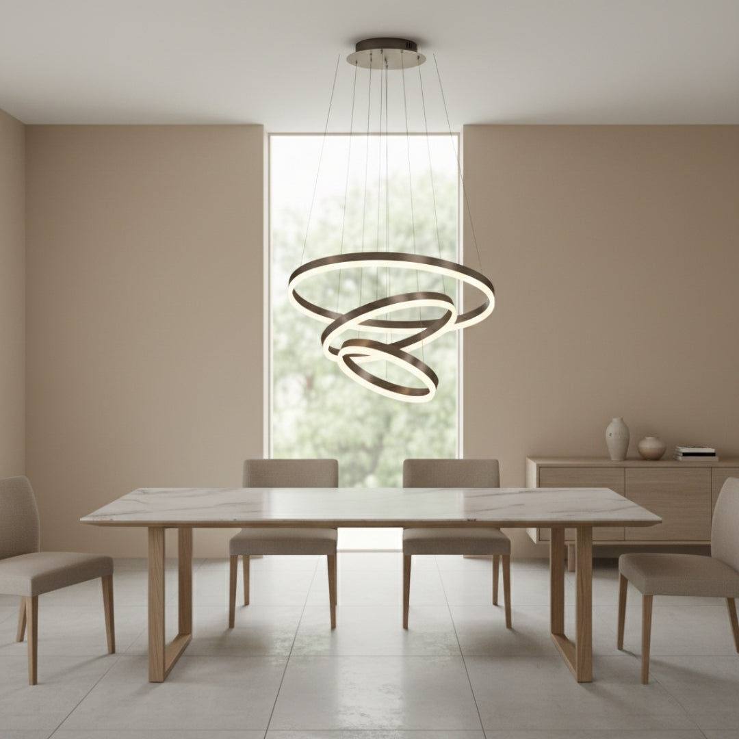 Suspension LED Moderne à Anneaux Circulaires