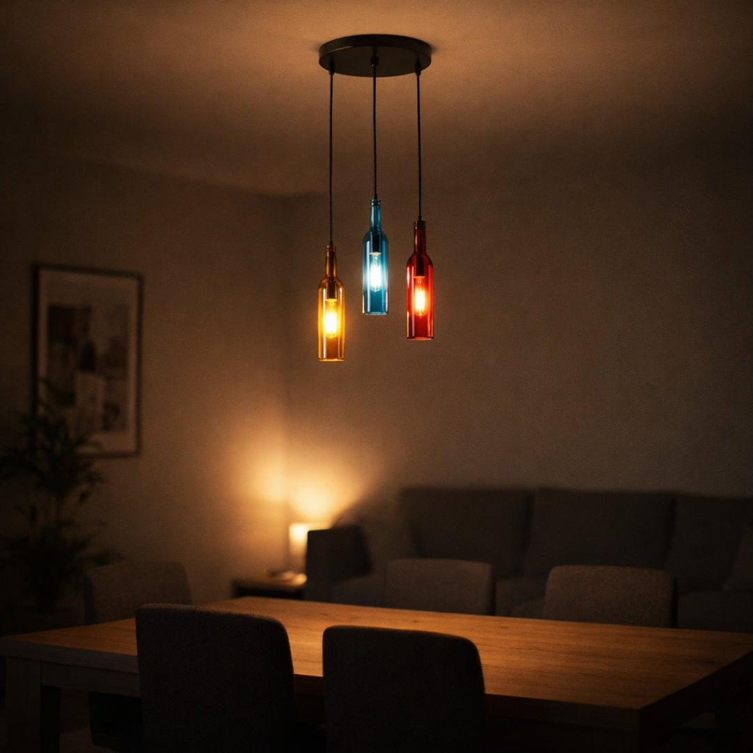 Suspension en Verre Design Bouteille Moderne