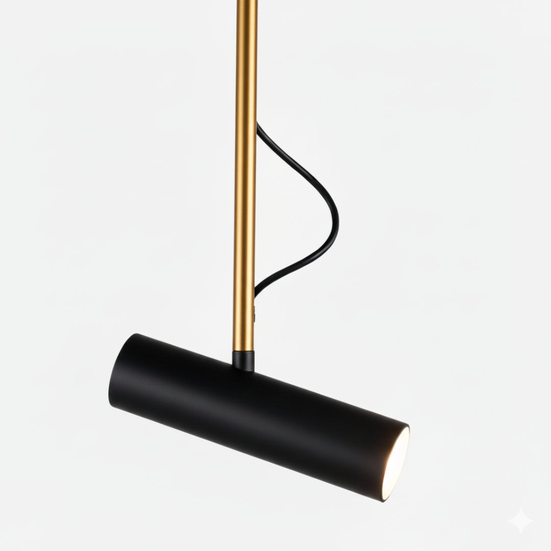 Suspension design spot orientable et tige dorée