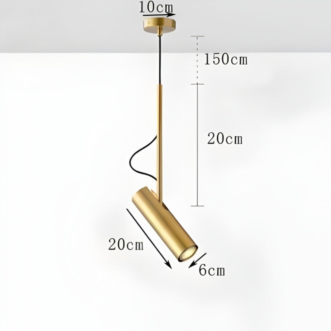 Suspension design spot orientable et tige dorée
