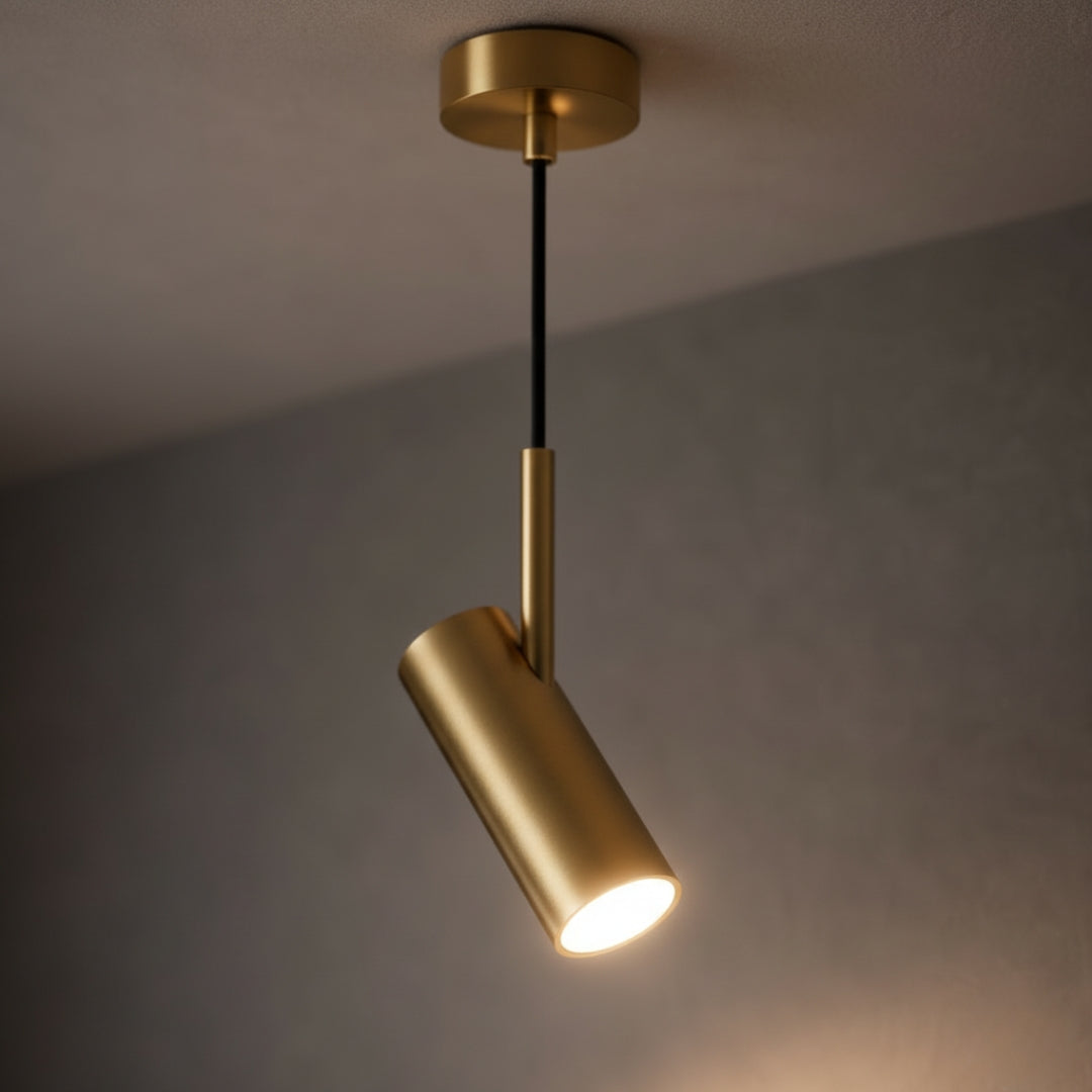 Suspension design spot orientable et tige dorée