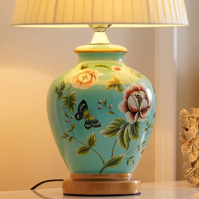 Lampe De Chevet Céramique Fleurs
