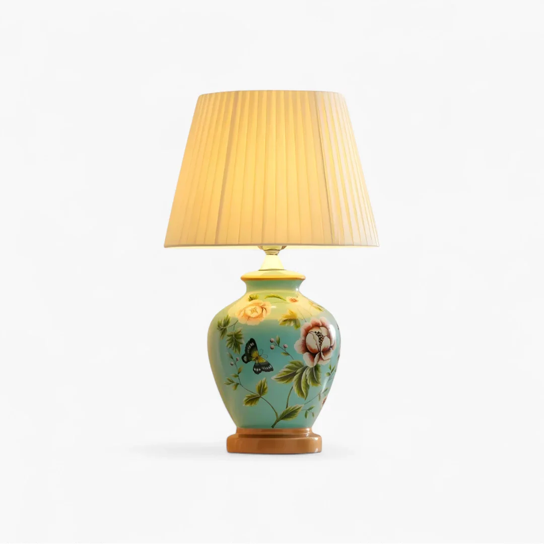 Lampe De Chevet Céramique Fleurs