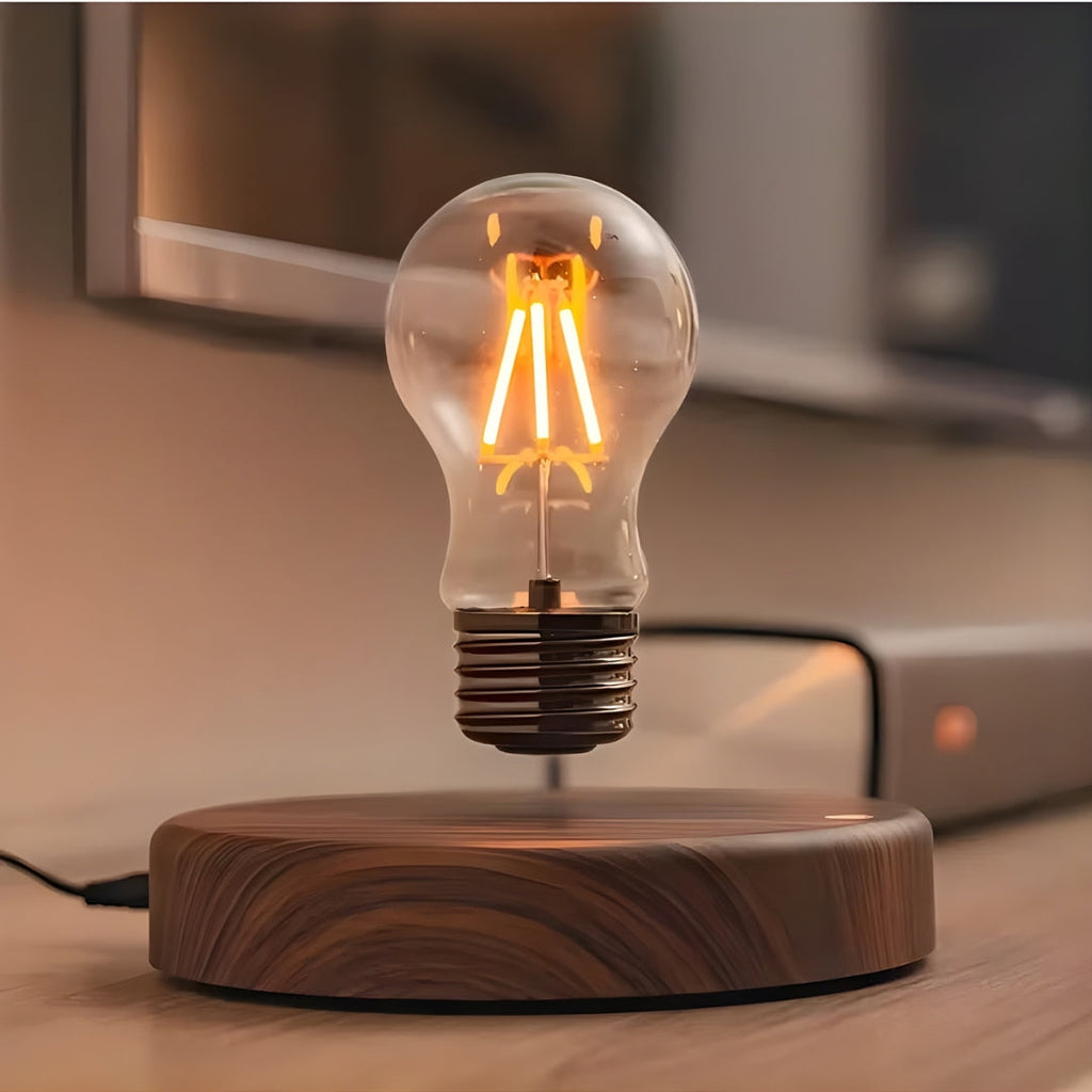 Lampe De Chevet Bois Ampoule Lévitation Magnétique