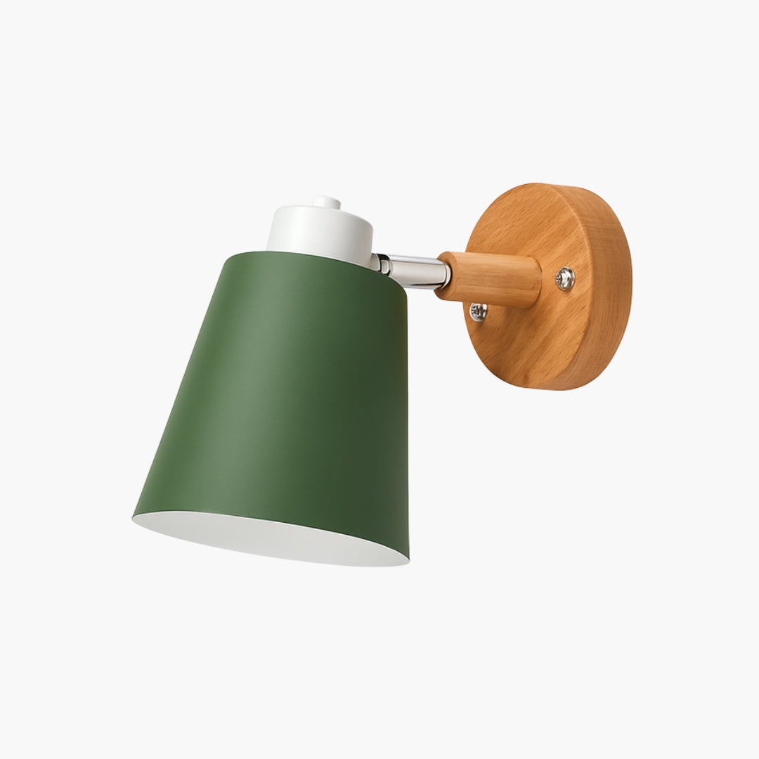 Applique Murale LED Orientable Métal et Support Bois