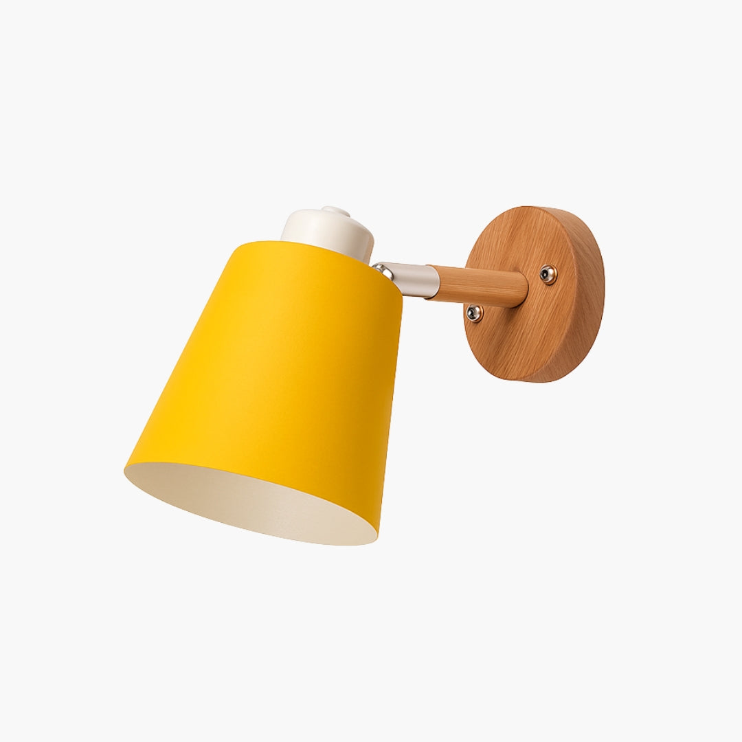 Applique Murale LED Orientable Métal et Support Bois