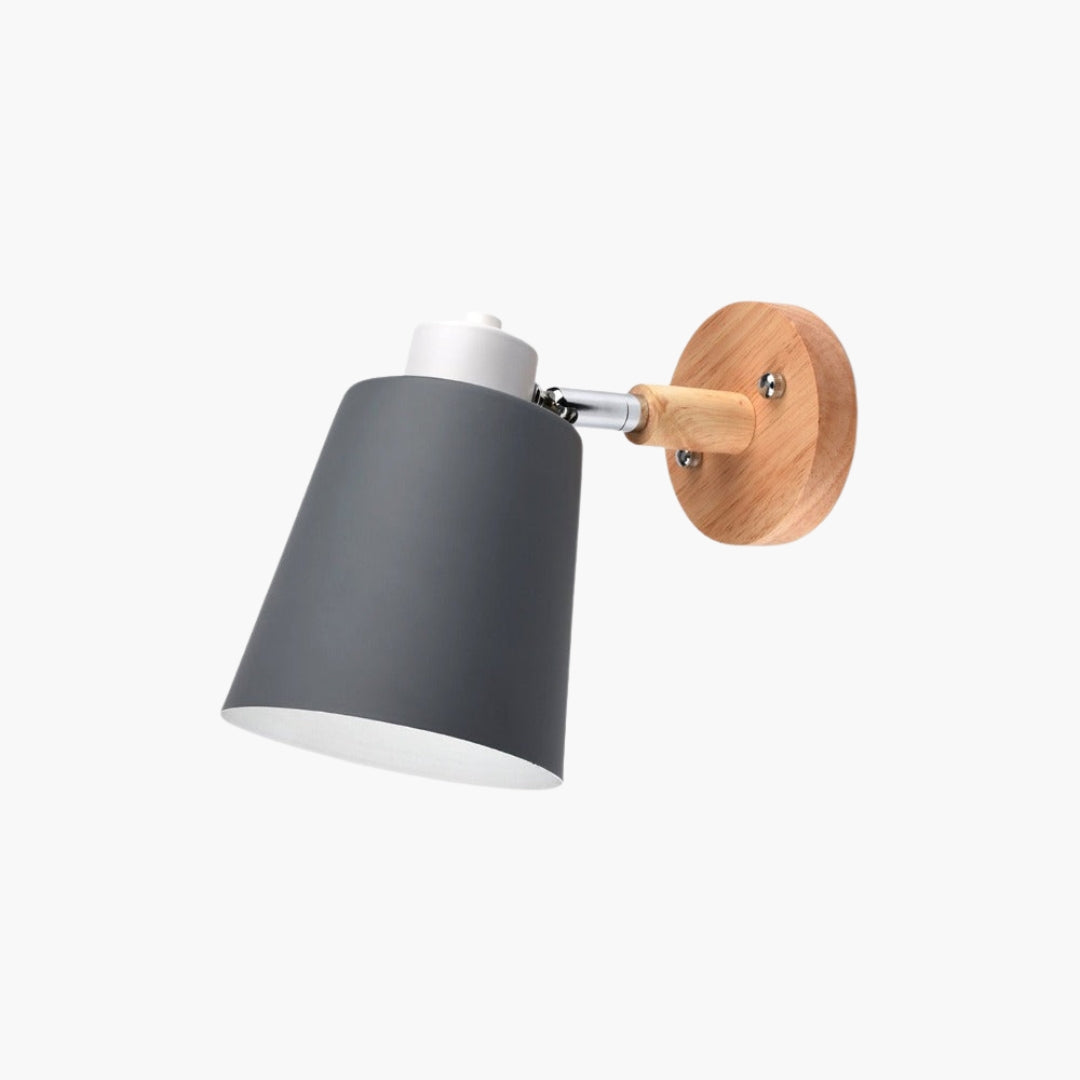 Applique Murale LED Orientable Métal et Support Bois