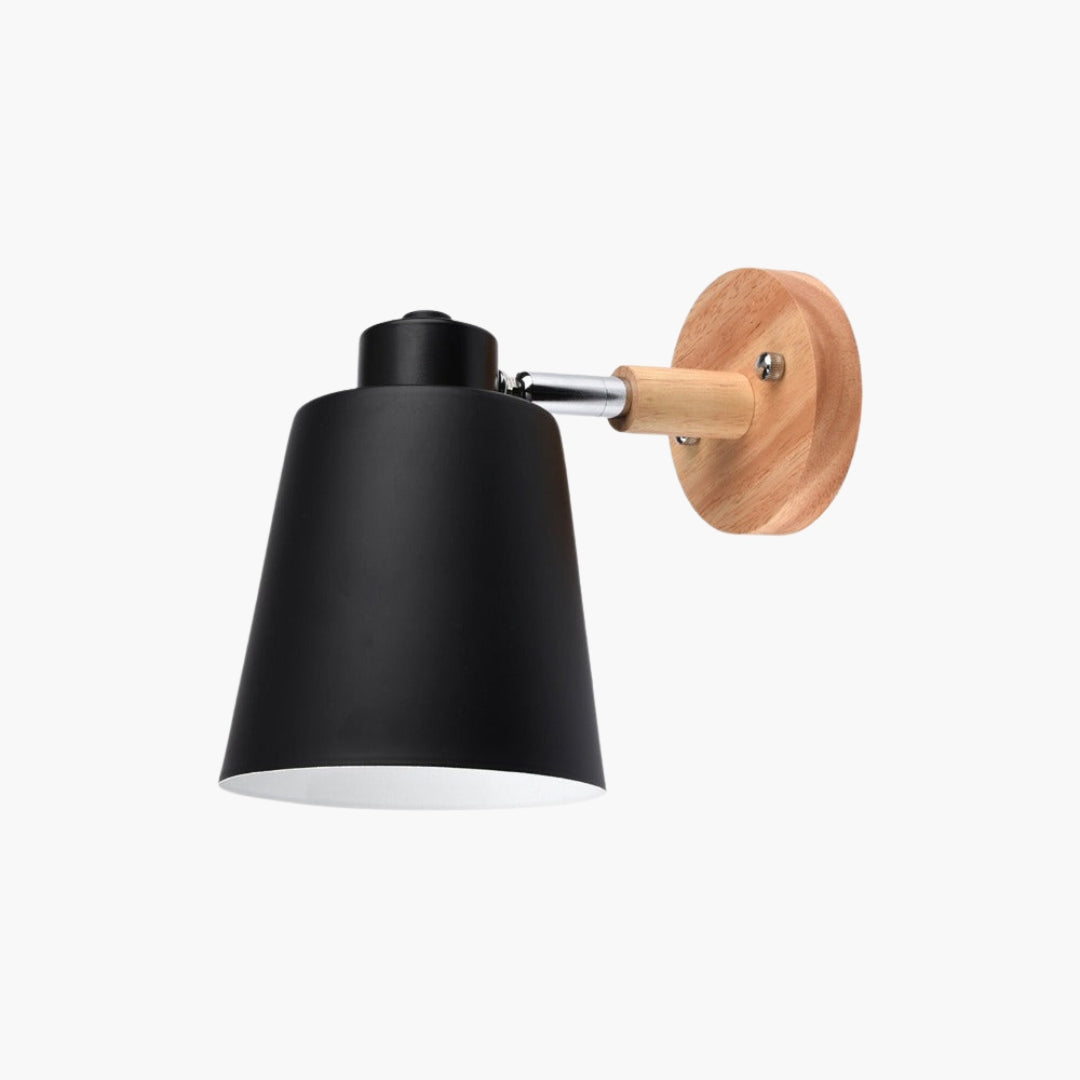 Applique Murale LED Orientable Métal et Support Bois