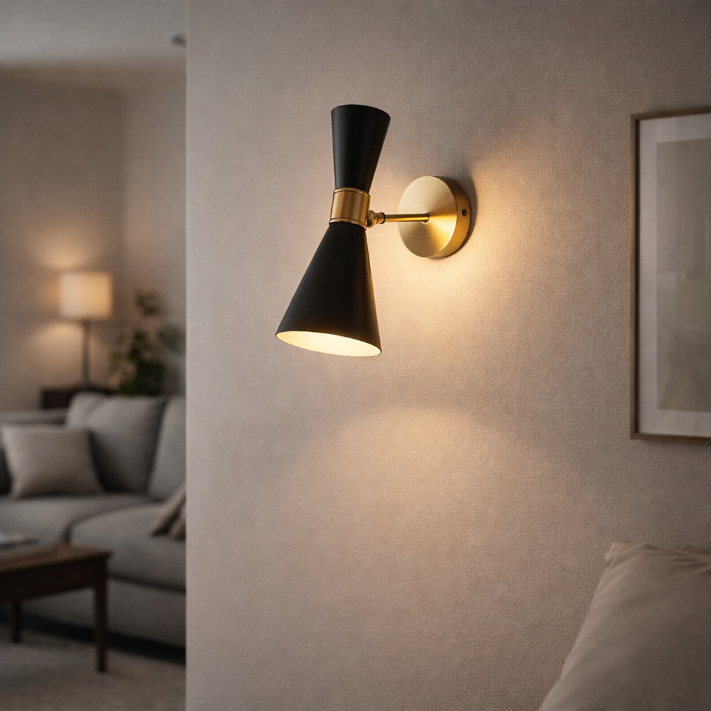 Applique murale LED dorée design triangulaire