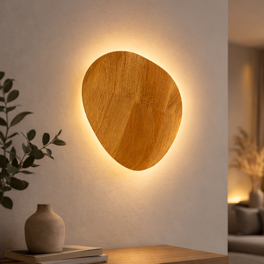 Applique Murale Scandinave LED Ovale en Bois