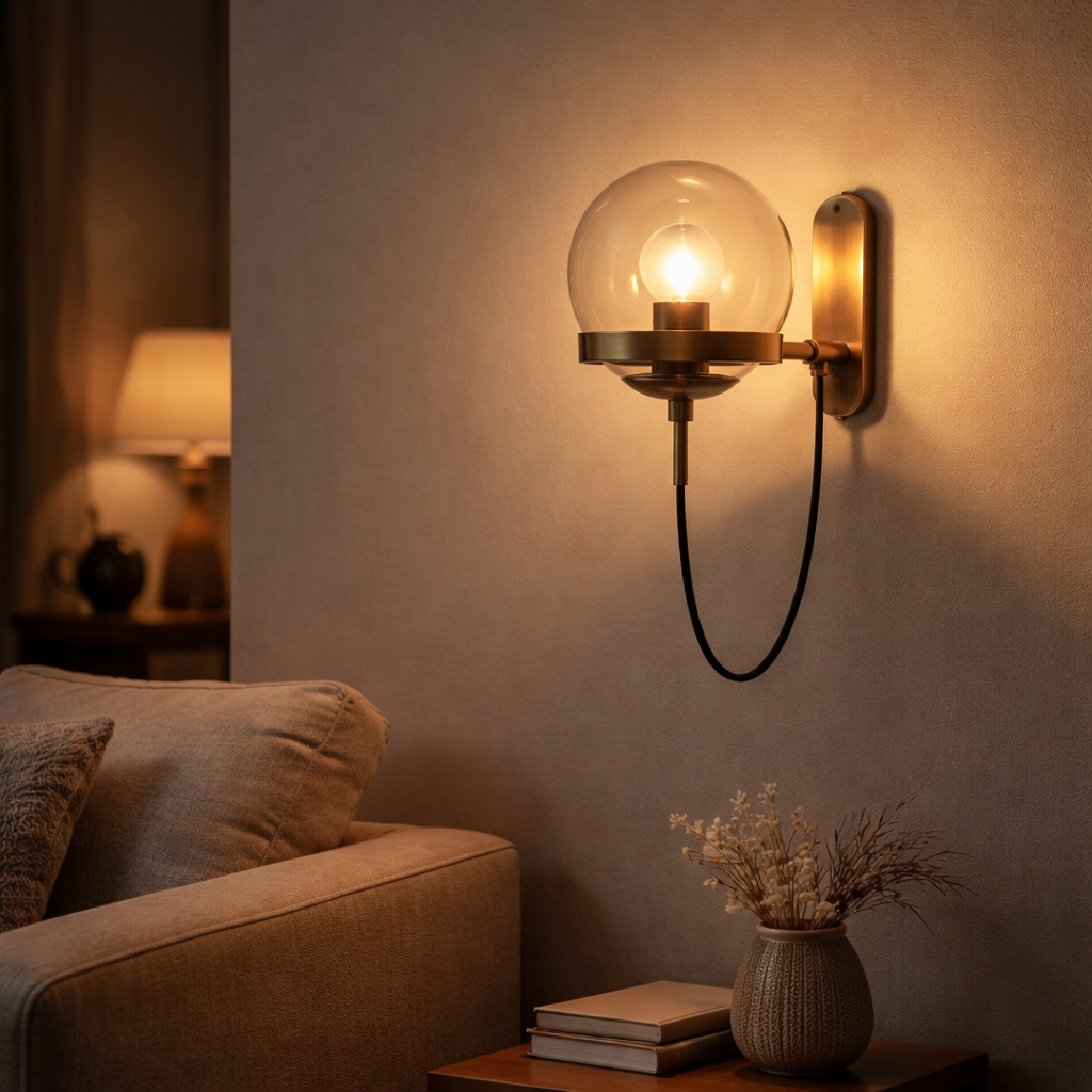 Applique Murale LED Métal avec Boule en Verre Design