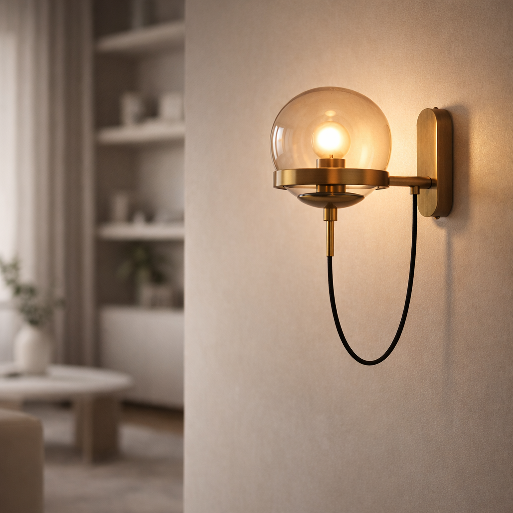 Applique Murale LED Métal avec Boule en Verre Design
