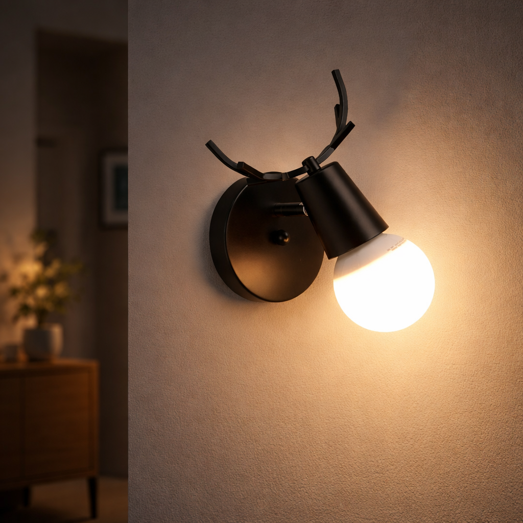 Applique Murale LED Cerf en Bois Design Original