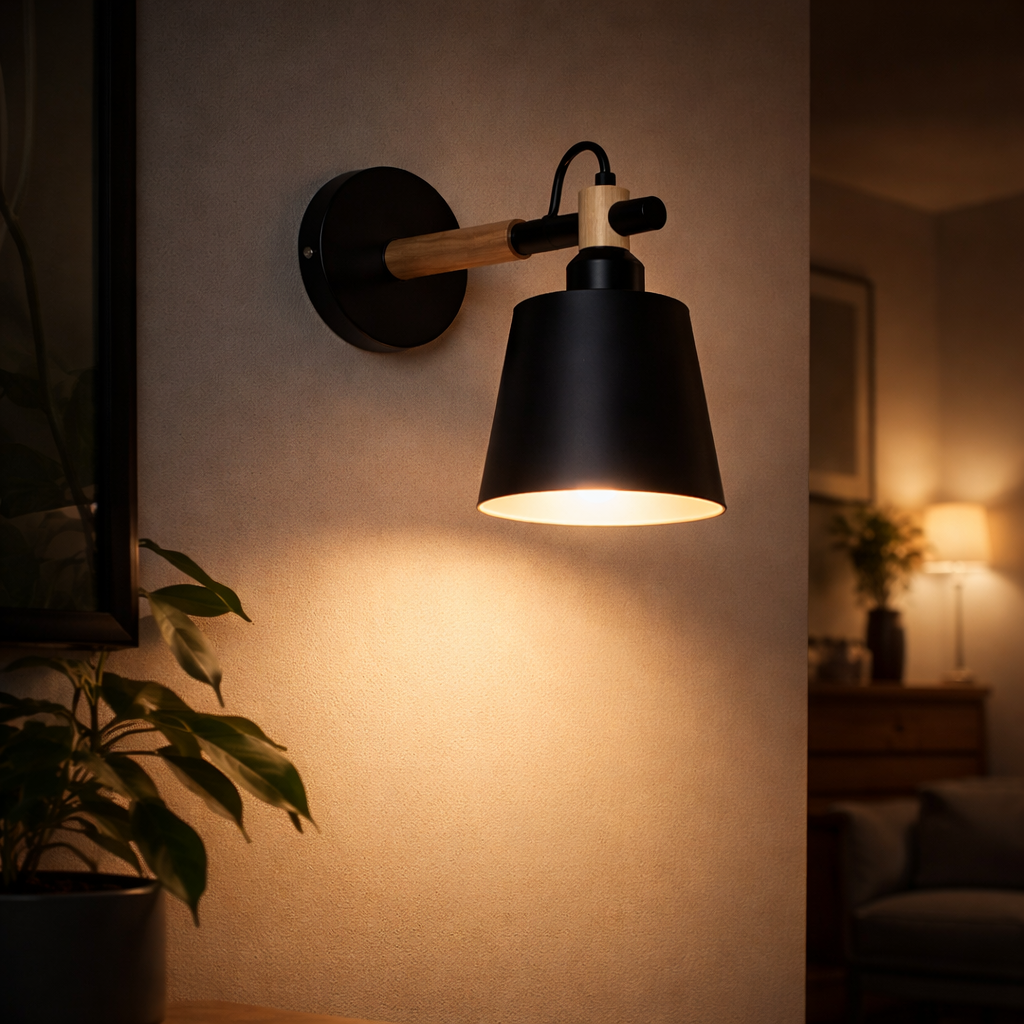 Applique Murale LED Bois et Métal Style Nordique