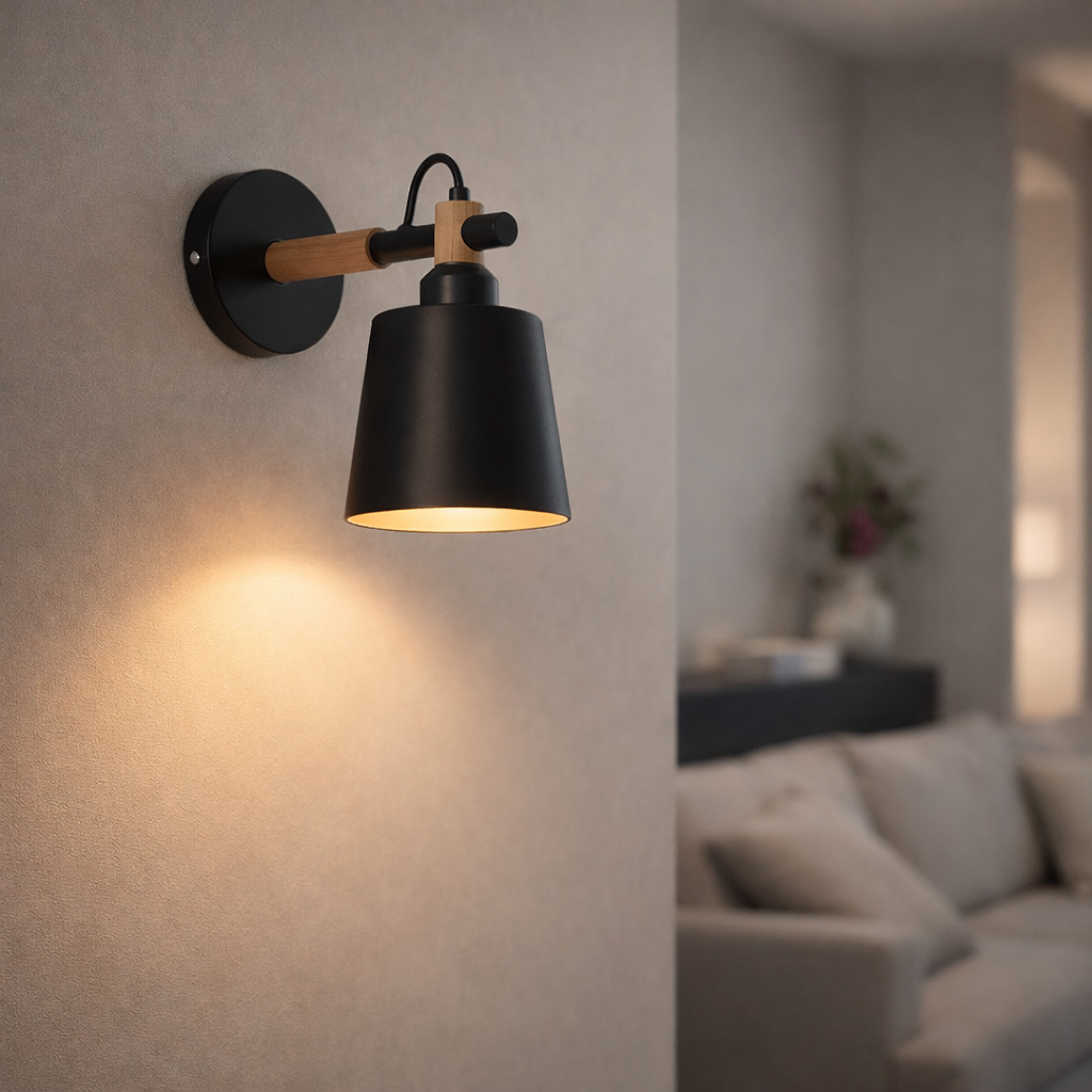 Applique Murale LED Bois et Métal Style Nordique