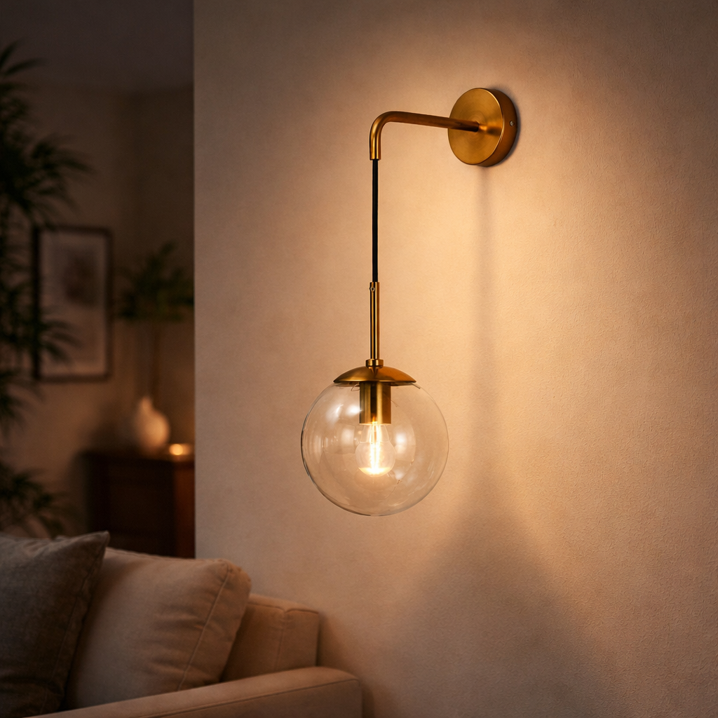 Applique Murale avec Boule de Verre Suspendue Design Moderne