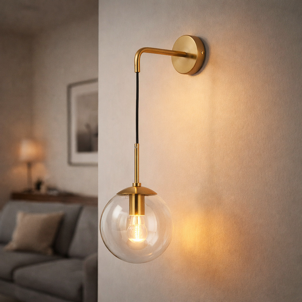 Applique Murale avec Boule de Verre Suspendue Design Moderne