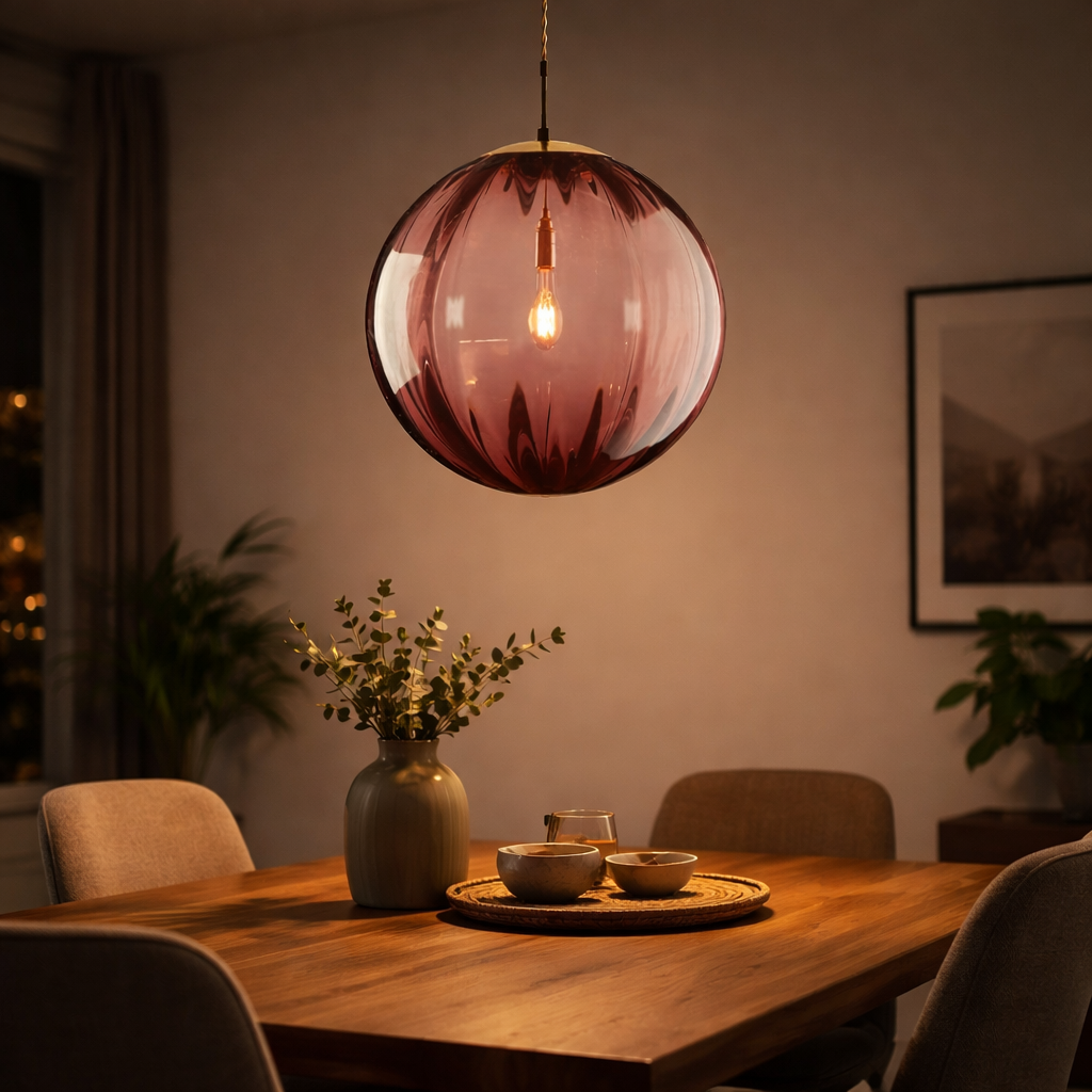 Suspension LED Boule en Verre Coloré Design Moderne